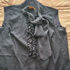 Tory Burch Black Blouse with Scarf Accent